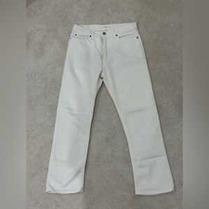 Mango Women's Low Rise White Straight Jeans